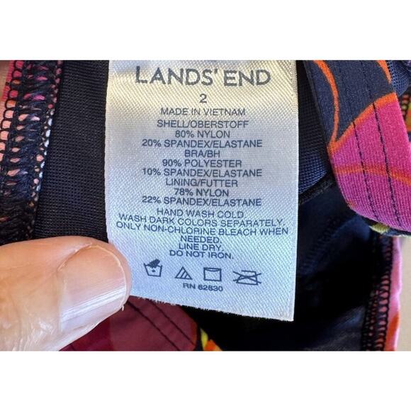 Lands End Size 2 Twist Front Floral Bikini Top Underwire Hawaiin Tropical Print - Picture 6 of 7